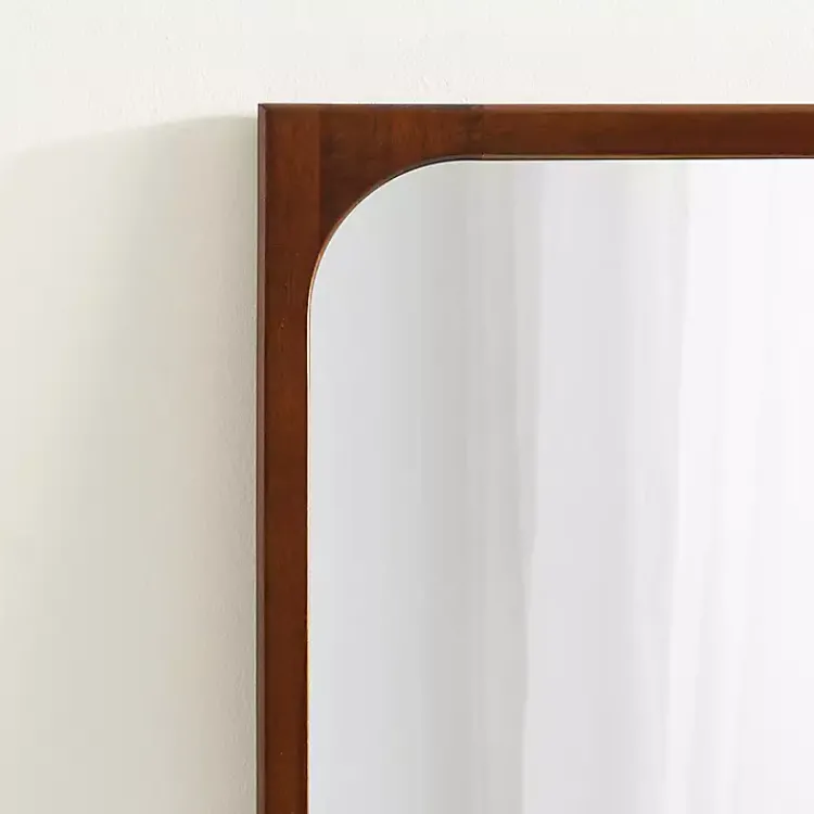 Decorative Mirrors-Kirklands Home Warm Walnut Rounded Rectangle Wall Mirror