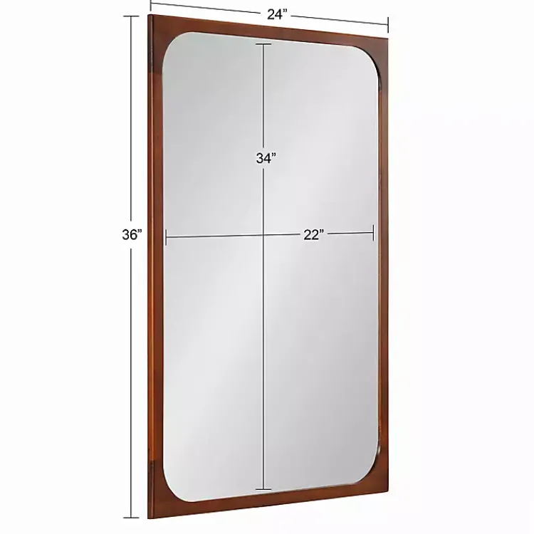 Decorative Mirrors-Kirklands Home Warm Walnut Rounded Rectangle Wall Mirror