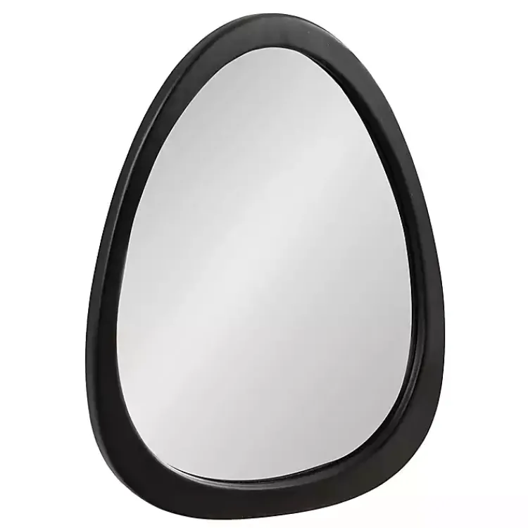 Decorative Mirrors-Kirklands Home Satin Black Asymmetrical Wall Mirror
