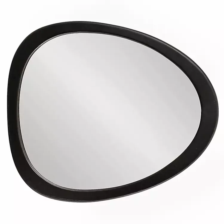 Decorative Mirrors-Kirklands Home Satin Black Asymmetrical Wall Mirror