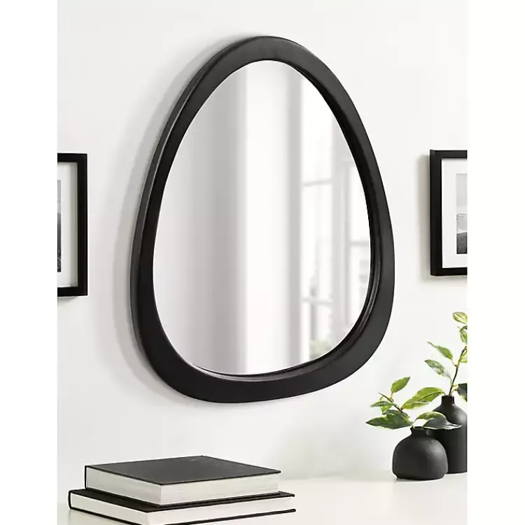 Decorative Mirrors-Kirklands Home Satin Black Asymmetrical Wall Mirror