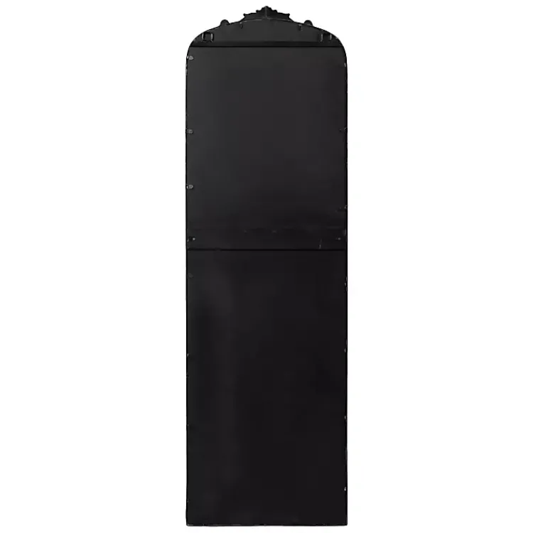 Decorative Mirrors-Kirklands Home Black Arch Ornate Crown Full Length Wall Mirror