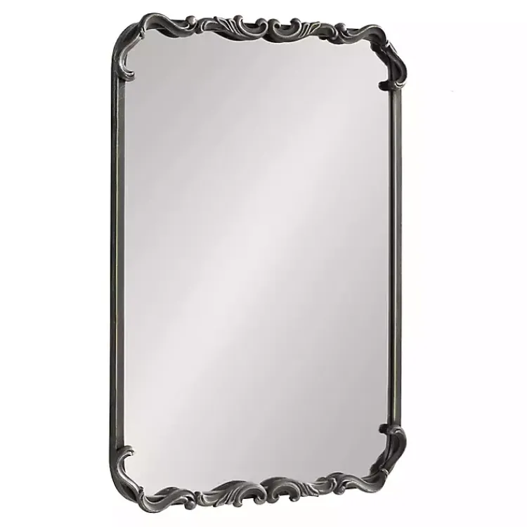 Decorative Mirrors-Kirklands Home Black Metal Ornamental Wall Mirror