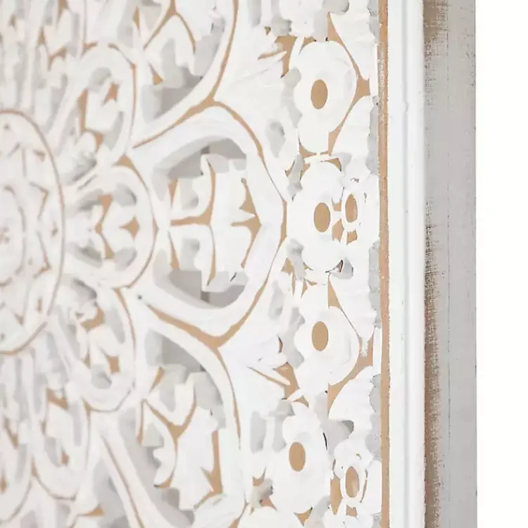 Wall Plaques-Kirklands Home Antique Floral Mandala Square Wall Plaque White