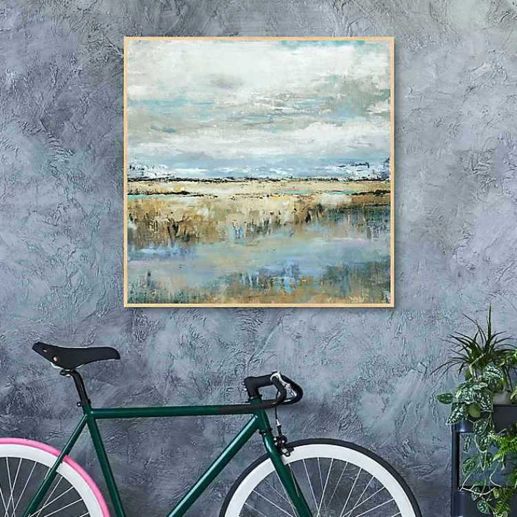 Canvas Art-Kirklands Home Coastal Marsh Framed Canvas Art Print Blue