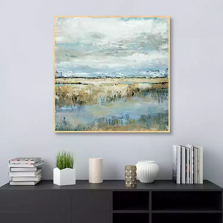Canvas Art-Kirklands Home Coastal Marsh Framed Canvas Art Print Blue