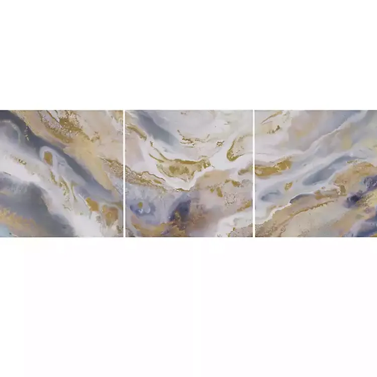 Canvas Art-Kirklands Home Shimmering Symphony Triptych Canvas Art, Set of 3 Blue