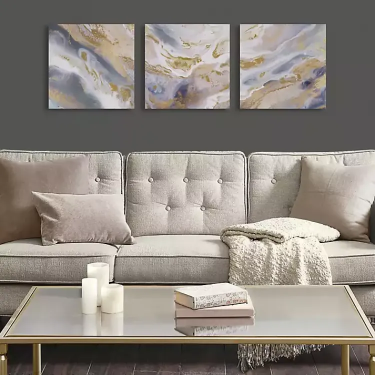 Canvas Art-Kirklands Home Shimmering Symphony Triptych Canvas Art, Set of 3 Blue