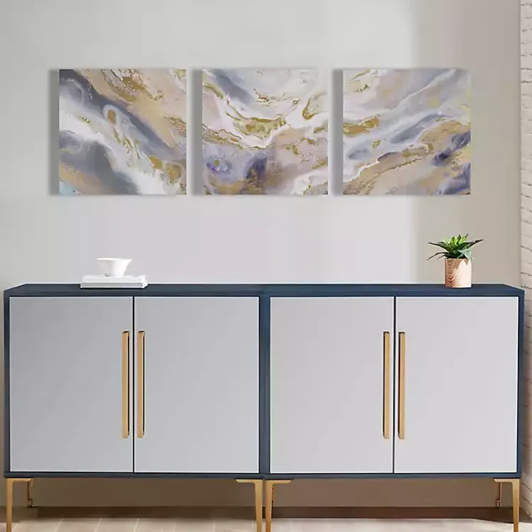 Canvas Art-Kirklands Home Shimmering Symphony Triptych Canvas Art, Set of 3 Blue