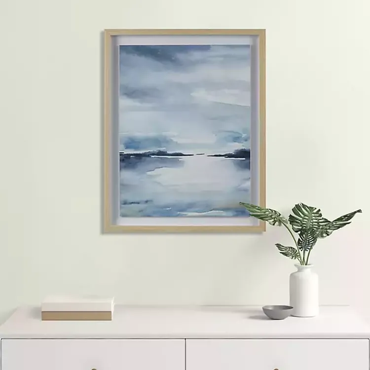 Framed Art-Kirklands Home Abstract Sparkling Sea Framed Wall Art Blue