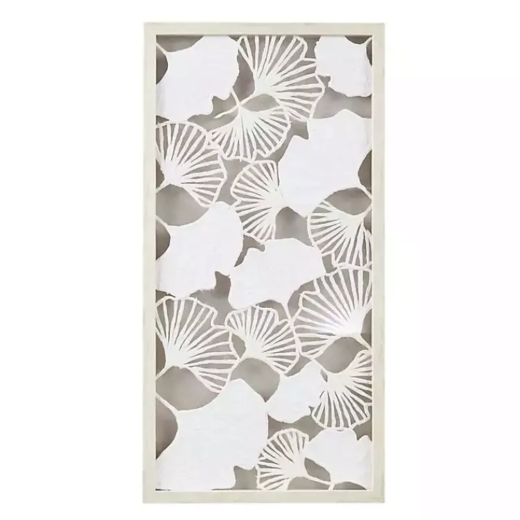 Wall Plaques-Kirklands Home Martha Stewart Rice Paper Ginkgo Leaf Wall Plaque White