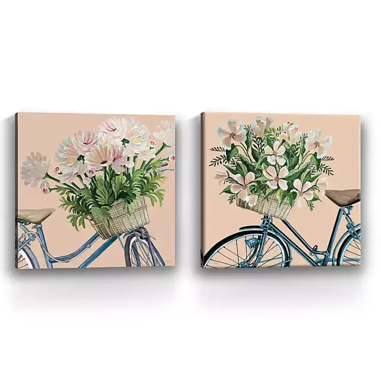 Canvas Art-Kirklands Home Floral Bikes Canvas Art Prints, Set of 2