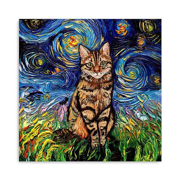 Canvas Art-Kirklands Home Aja Trier Brown Tabby Starry Night Canvas Print