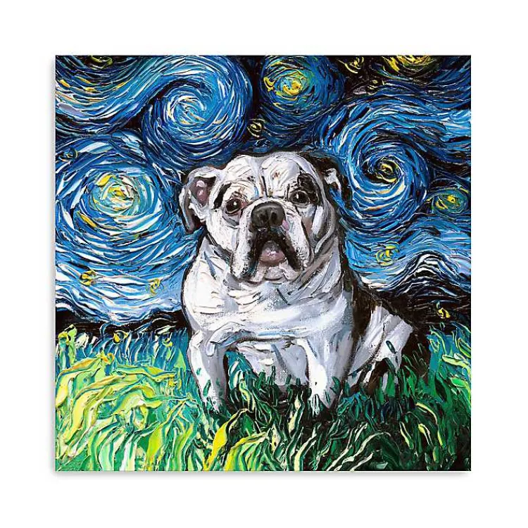 Canvas Art-Kirklands Home Aja Trier Bulldog Starry Night Canvas Art Print