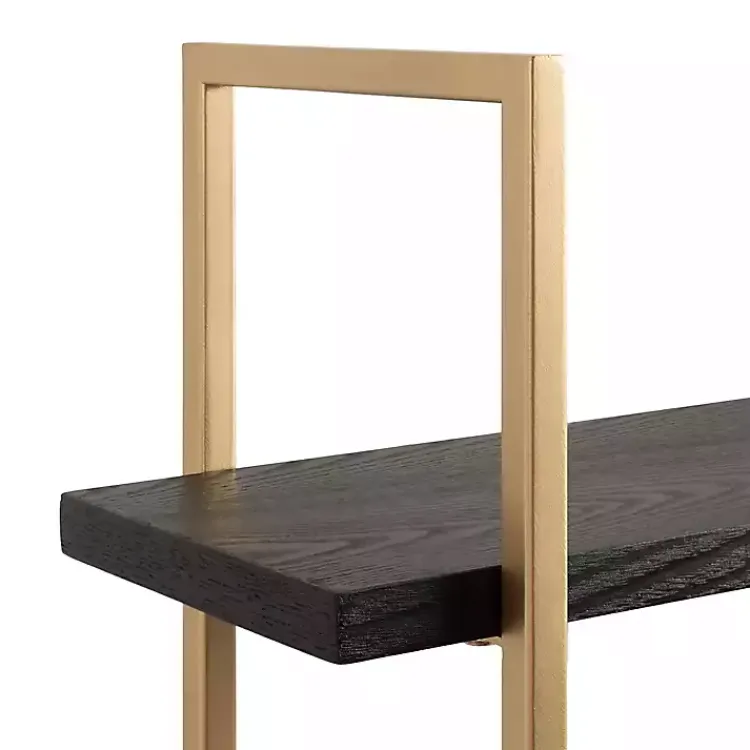 Shelves-Kirklands Home Black Wood and Gold Metal Leigh Wall Shelf