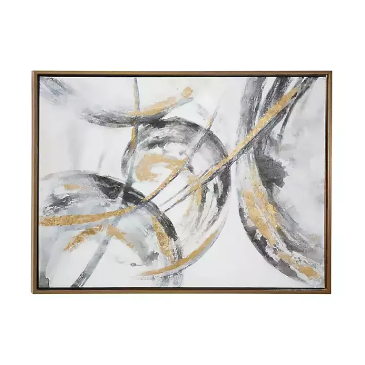 Canvas Art-Kirklands Home Gray and Gold Abstract Framed Canvas Art Print