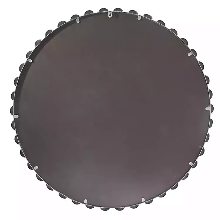 Decorative Mirrors-Kirklands Home Round Silver Beaded Wall Mirror