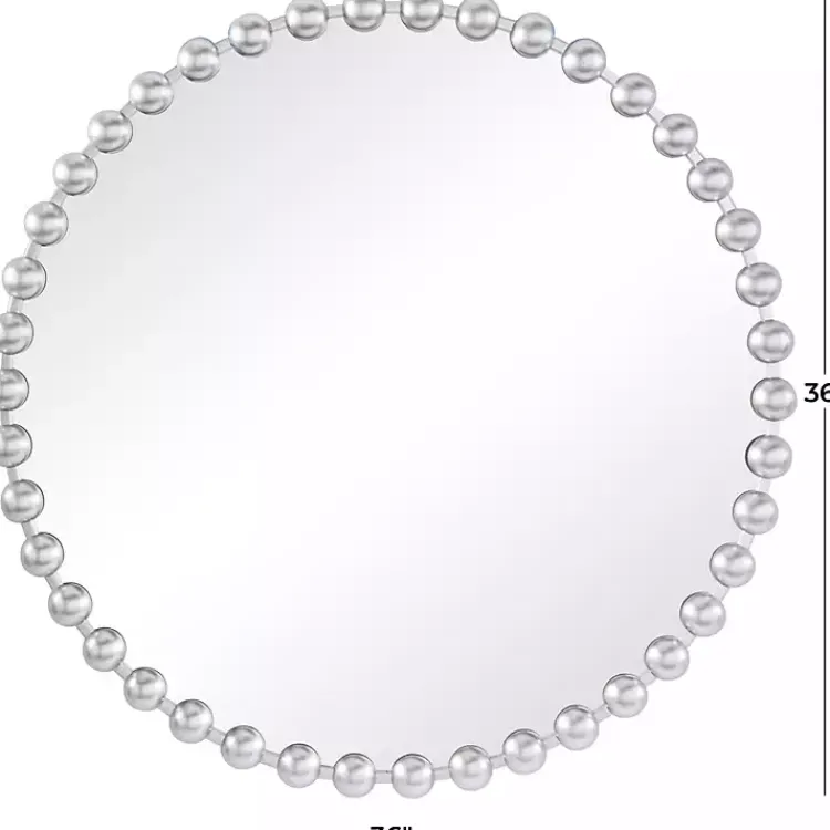 Decorative Mirrors-Kirklands Home Round Silver Beaded Wall Mirror