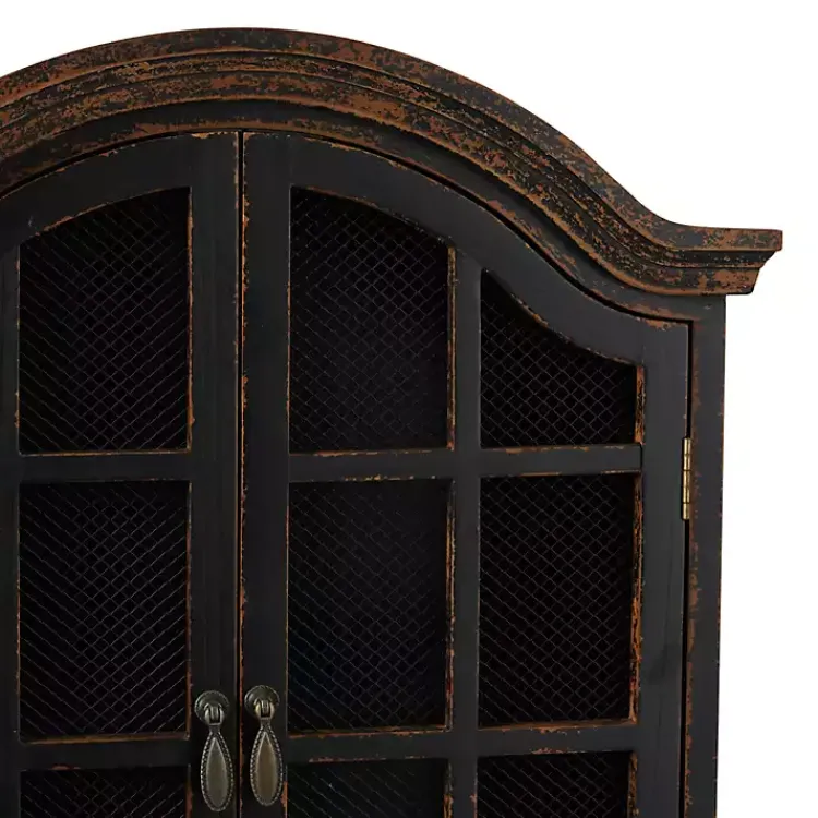 Wall Storage-Kirklands Home Distressed Black Wood Wall Cabinet