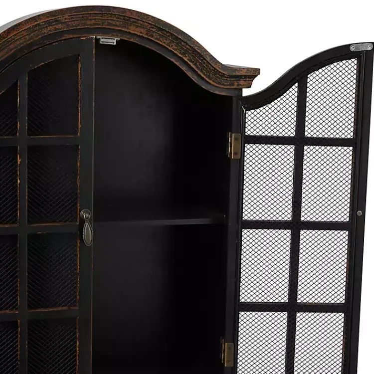 Wall Storage-Kirklands Home Distressed Black Wood Wall Cabinet