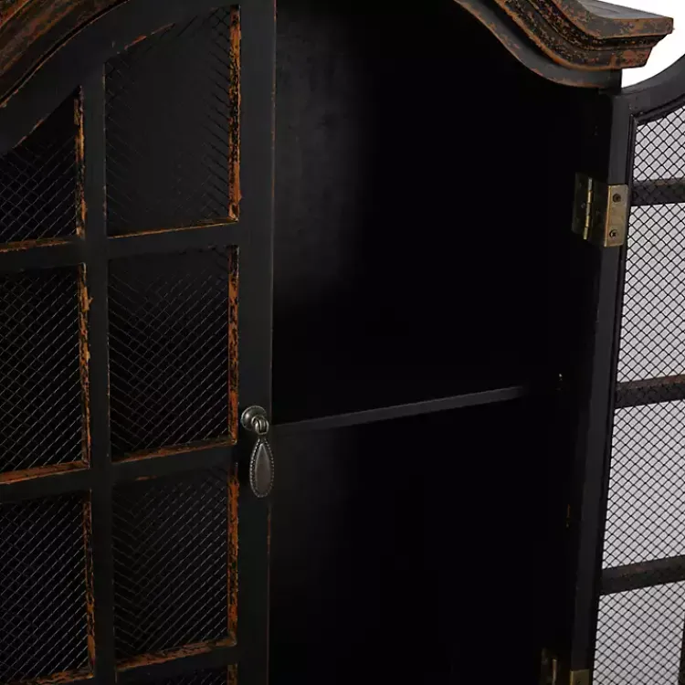 Wall Storage-Kirklands Home Distressed Black Wood Wall Cabinet