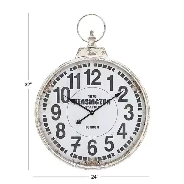 Clocks-Kirklands Home Distressed White Pocket Wall Clock