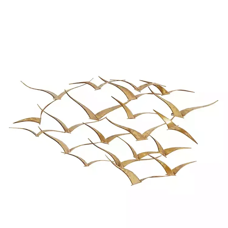 Wall Plaques-Kirklands Home Metal Flock of Birds Wall Plaque Gold