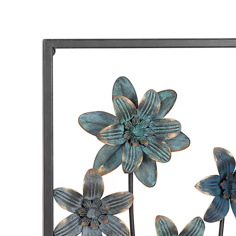 Wall Plaques-Kirklands Home Metal Floral Panel Wall Plaques, Set of 2 Blue
