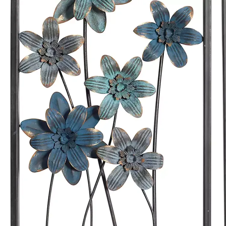 Wall Plaques-Kirklands Home Metal Floral Panel Wall Plaques, Set of 2 Blue