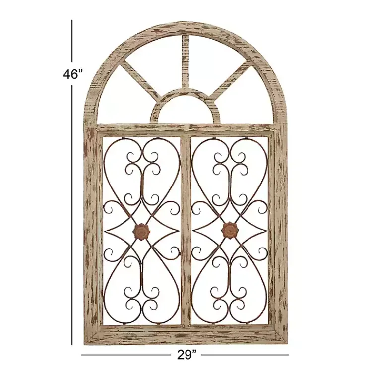 Wall Plaques-Kirklands Home Light Blue Wood Arched Window Wall Plaque