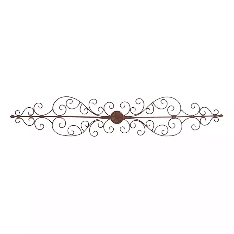 Wall Plaques-Kirklands Home Metal Scroll Panel Wall Plaque Brown