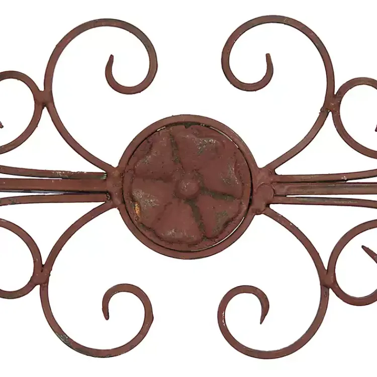 Wall Plaques-Kirklands Home Metal Scroll Panel Wall Plaque Brown