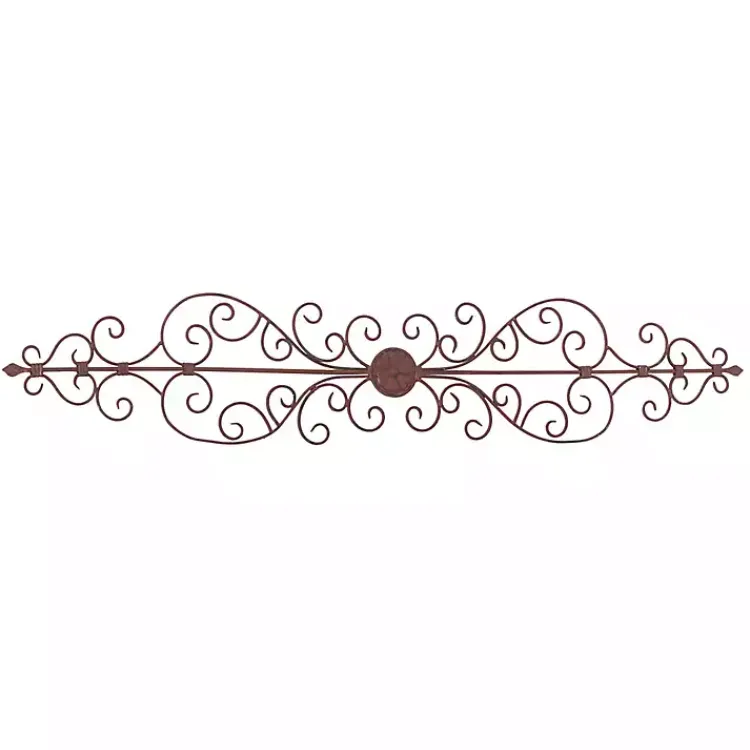 Wall Plaques-Kirklands Home Metal Scroll Panel Wall Plaque Brown