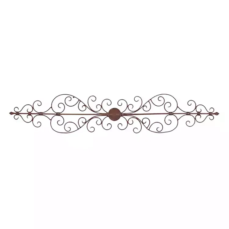 Wall Plaques-Kirklands Home Metal Scroll Panel Wall Plaque Brown