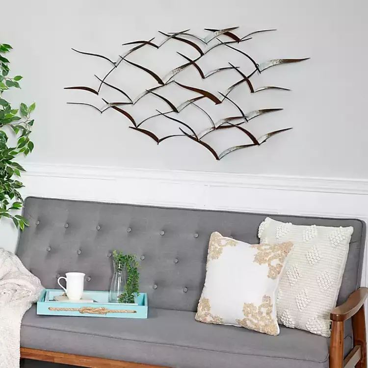 Wall Plaques-Kirklands Home Distressed Metal Flock of Birds Wall Plaque Brown