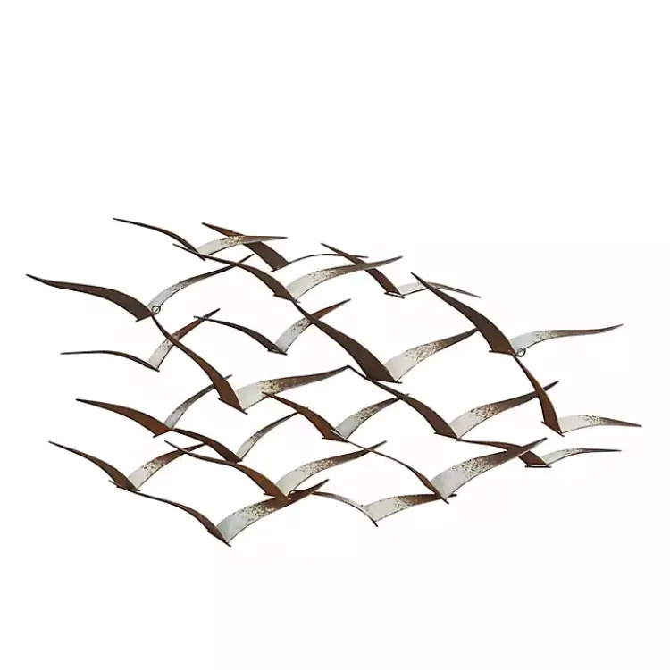 Wall Plaques-Kirklands Home Distressed Metal Flock of Birds Wall Plaque Brown