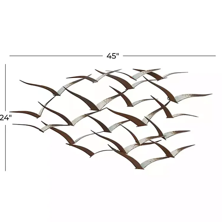 Wall Plaques-Kirklands Home Distressed Metal Flock of Birds Wall Plaque Brown