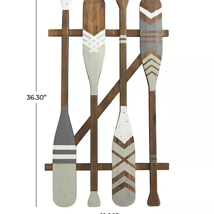 Wall Plaques-Kirklands Home Gray Wood Arrow and Striped Paddle Wall Plaque