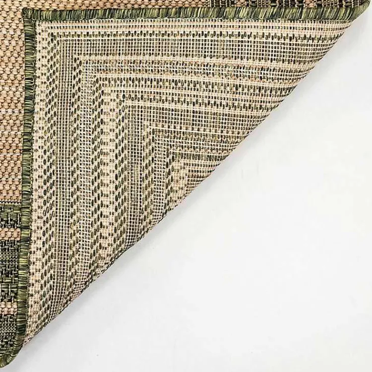 Outdoor Rugs-Kirklands Home Green Framed Border Outdoor Area Rug, 4x7