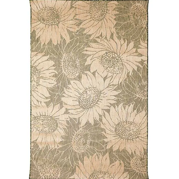 Outdoor Rugs-Kirklands Home Green Floral Blooms Outdoor Area Rug, 4x7