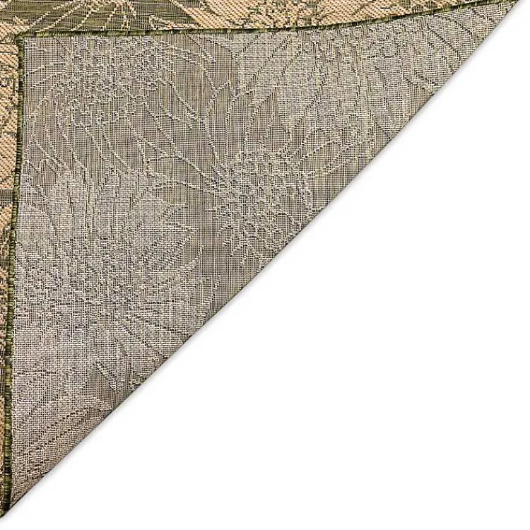 Outdoor Rugs-Kirklands Home Green Floral Blooms Outdoor Area Rug, 4x7