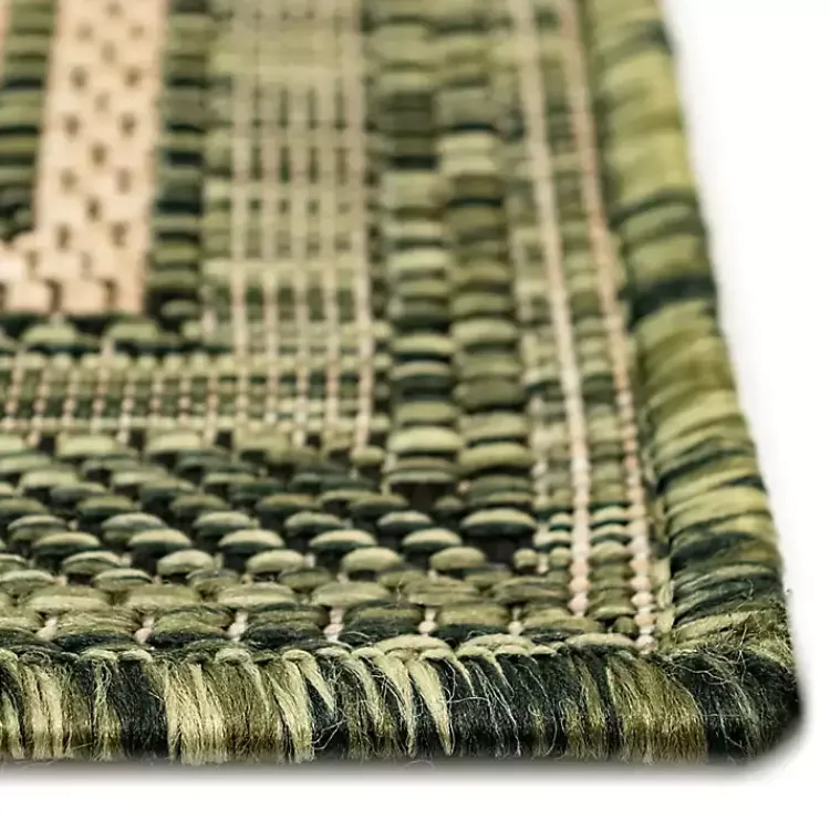 Outdoor Rugs-Kirklands Home Green Framed Border Outdoor Area Rug, 7x9