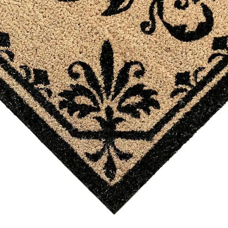 Doormats-Kirklands Home Black Fleur De Lis Monogram D Doormat