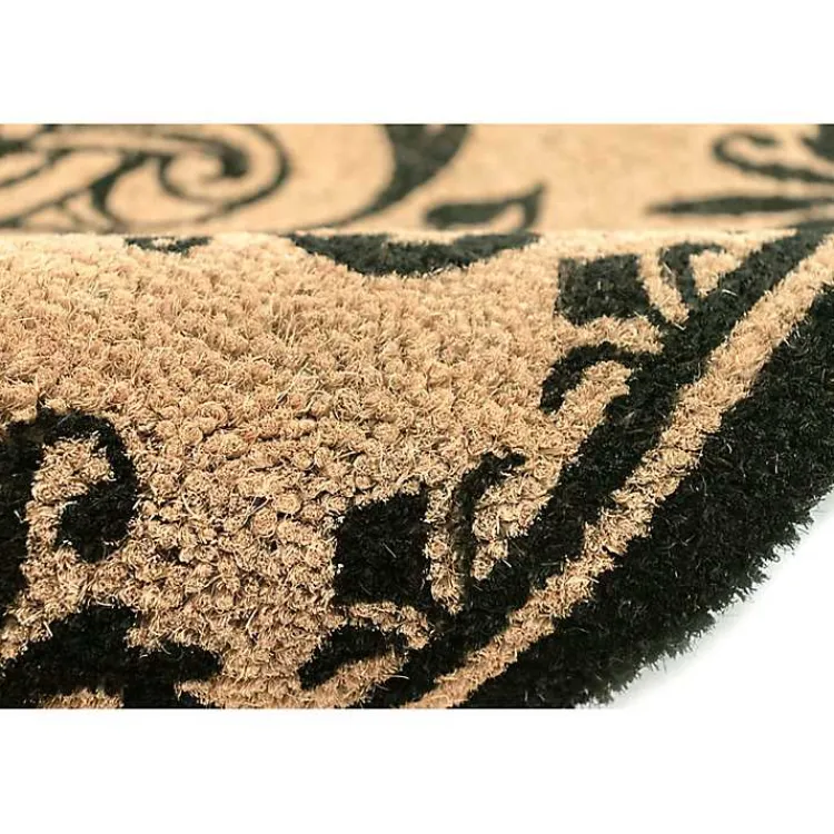 Doormats-Kirklands Home Black Fleur De Lis Monogram M Doormat