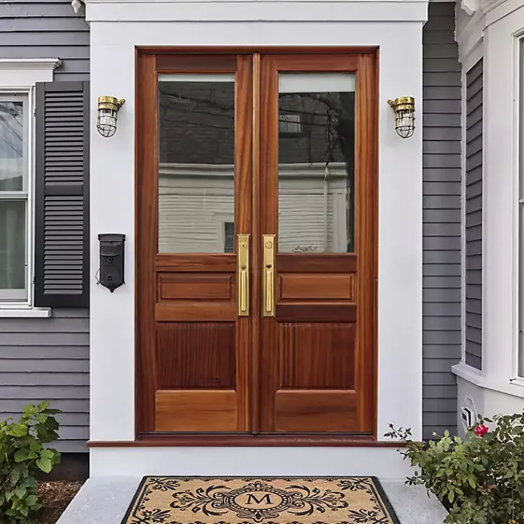 Doormats-Kirklands Home Black Fleur De Lis Monogram M Doormat
