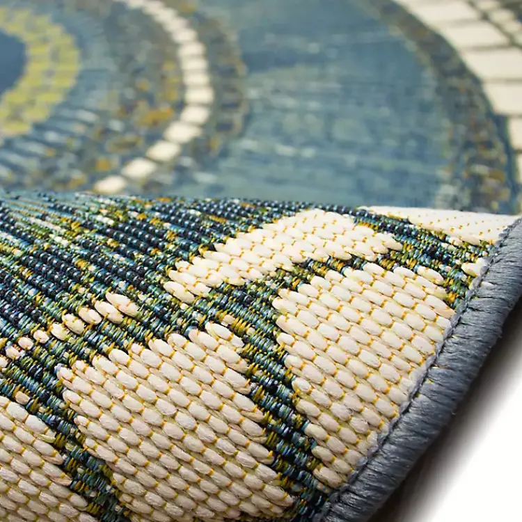 Outdoor Rugs-Kirklands Home Blue & Green Circles Indoor/Outdoor Rug, 2x3