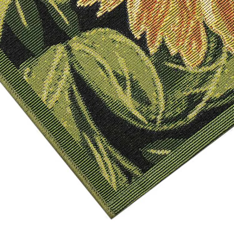Outdoor Rugs-Kirklands Home Sunflower Blossoms Indoor/Outdoor Rug, 2x3
