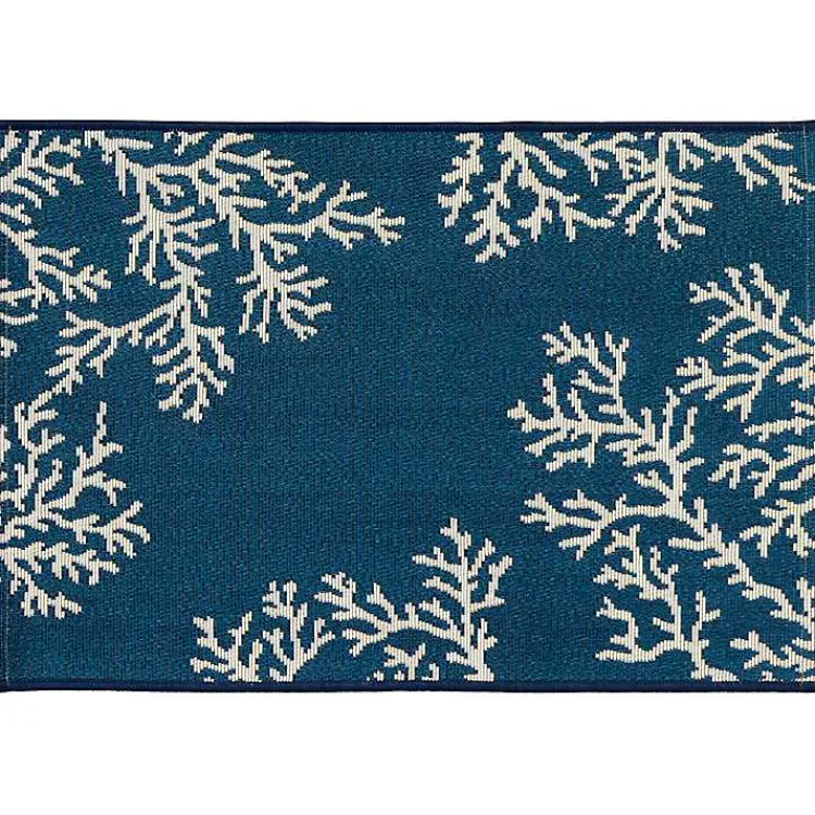 Outdoor Rugs-Kirklands Home Navy Blue Coral Indoor/Outdoor Rug, 2x3