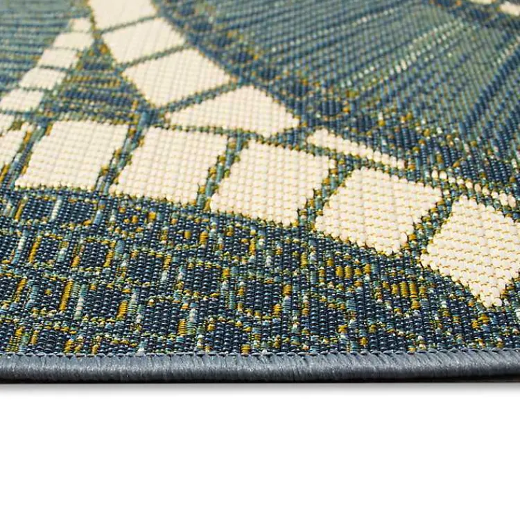 Outdoor Rugs-Kirklands Home Blue & Green Circles Indoor/Outdoor Rug, 3x4