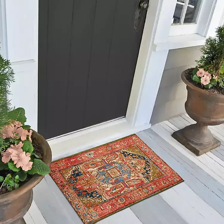 Outdoor Rugs-Kirklands Home Diamond Medallion Indoor/Outdoor Rug, 3x4 Red